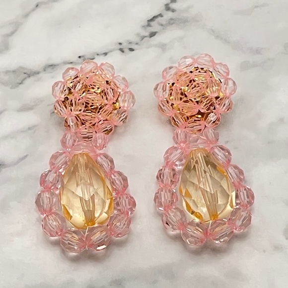 Zara Jewelry - Zara pink crystal dangle tear drop earrings